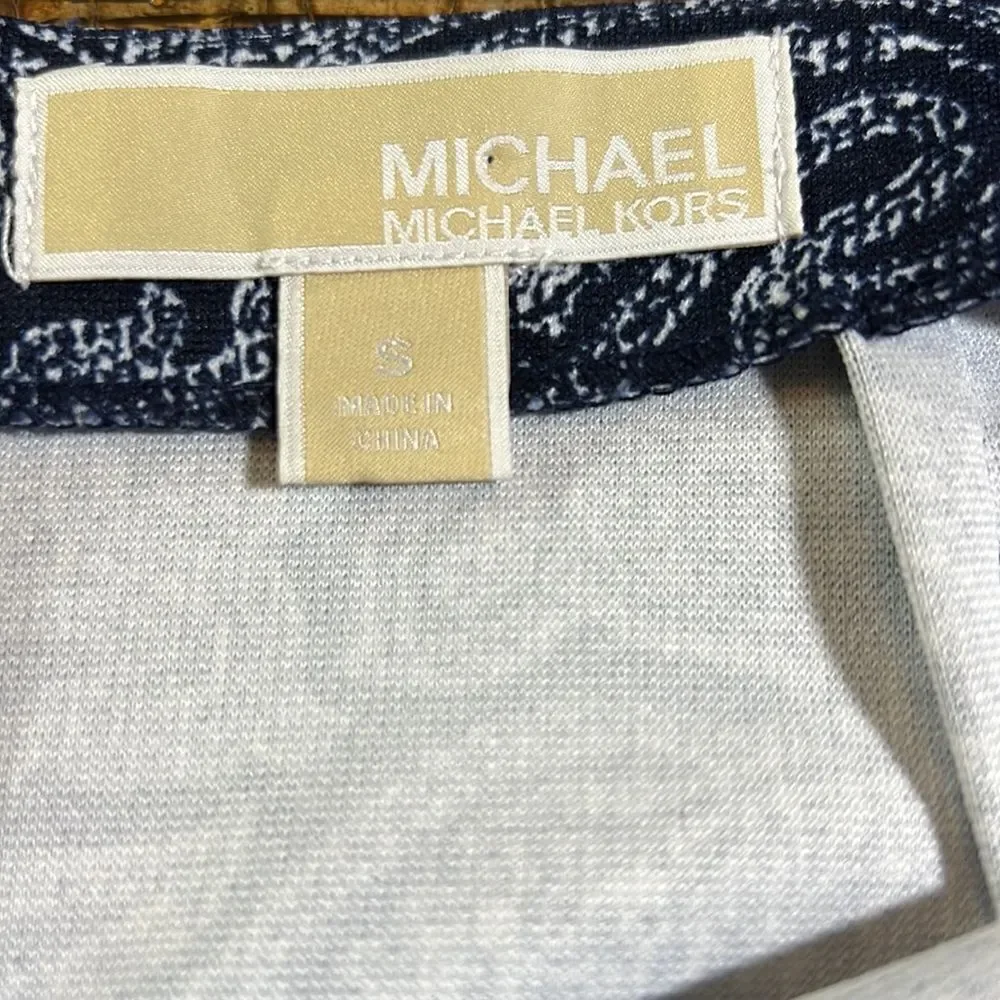 MICHAEL MICHAEL KORS Women’s Faux Wrap Paisley Print Skirt Blue/White Small